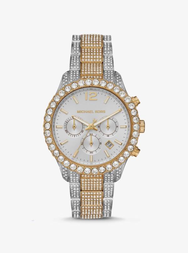 Panske Oversized Hodinky Michael Kors Oversized Layton Pavé Two-Tone Titán Meď - Hodinky Michael Kors Akcia | KJDHQ-3401